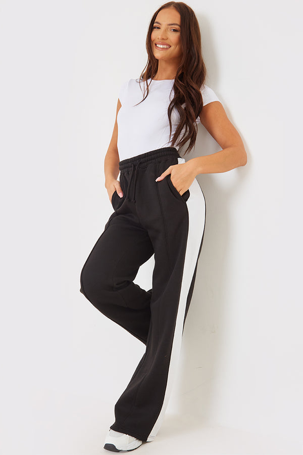 in the style In the Style Stripe Wide Leg Trousers Black
