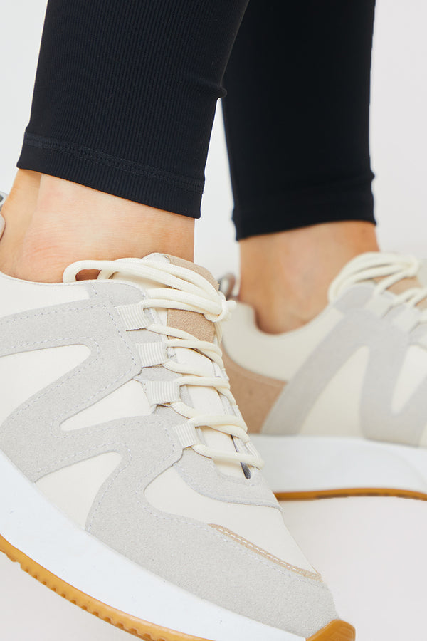 In The Style In The Style Suede Contrast Colour Trainers Beige