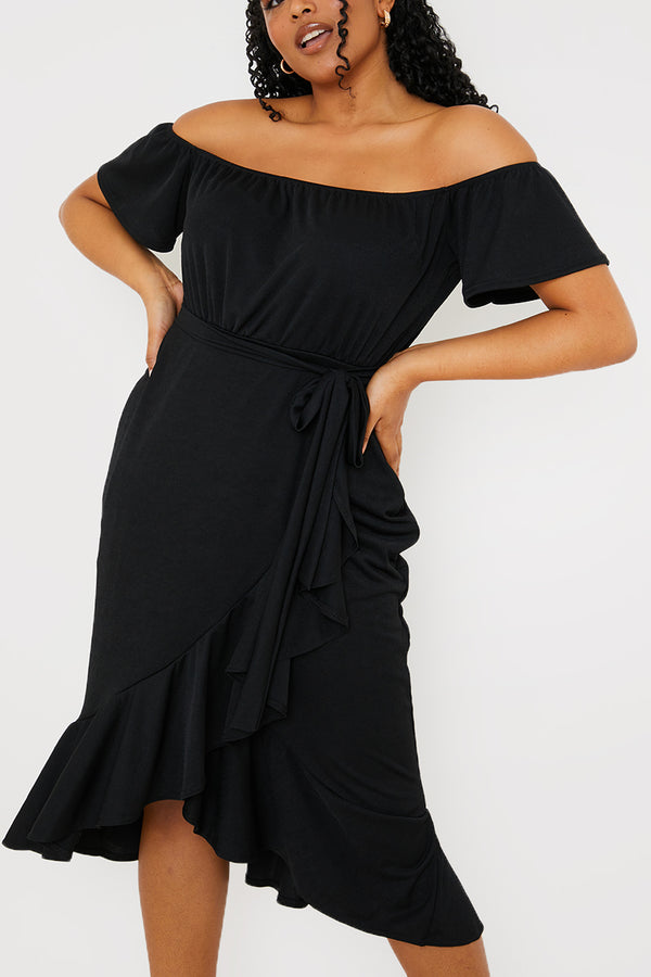 In The Style In The Style Sweetheart Neck Skater Dress With Pockets Black