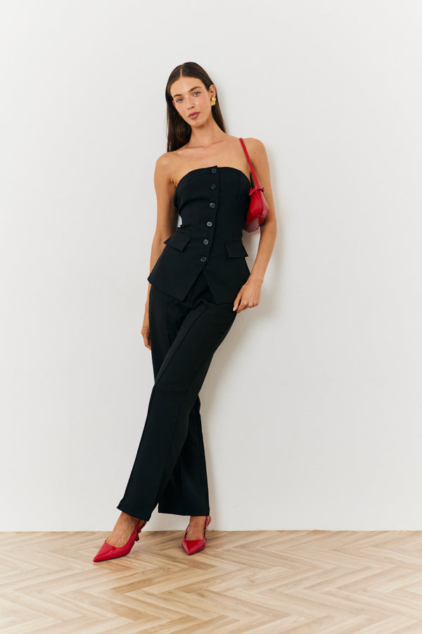 In The Style In The Style Tailored Bandeau Co-Ord Waistcoat Black