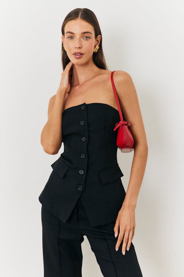 in the style In The Style Tailored Bandeau Co-Ord Waistcoat Black