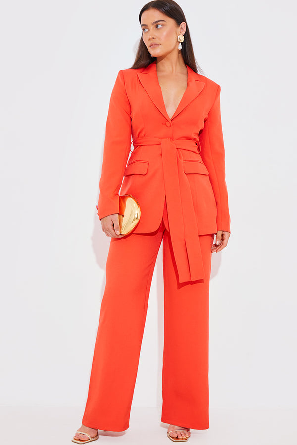 In The Style In The Style Tailored Belted Blazer Orange