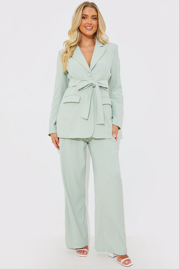 In The Style In The Style Tailored Belted Co-Ord Blazer Sage