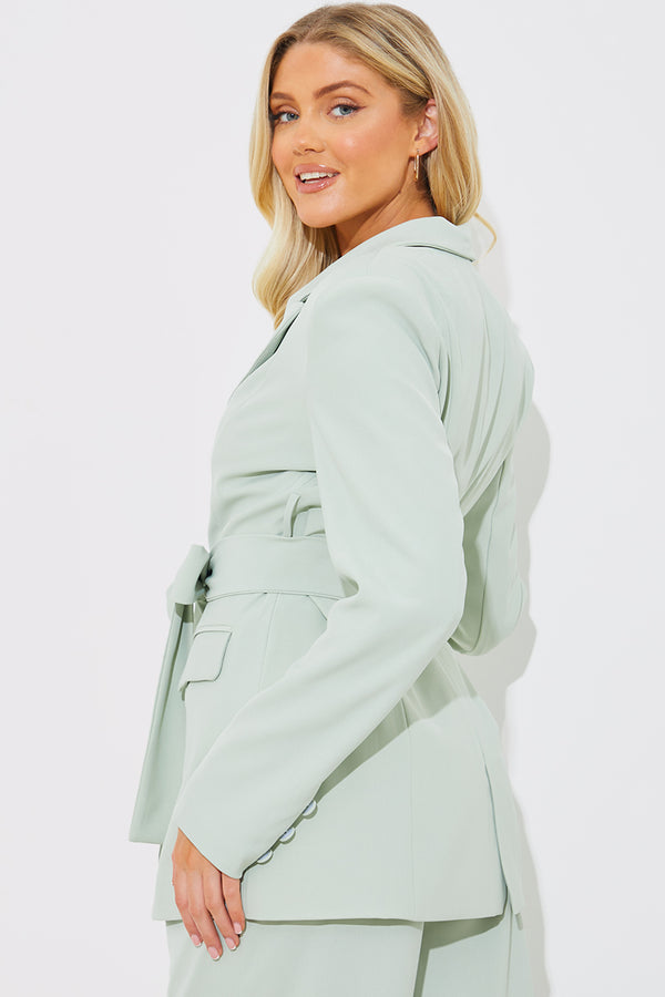 In The Style In The Style Tailored Belted Co-Ord Blazer Sage