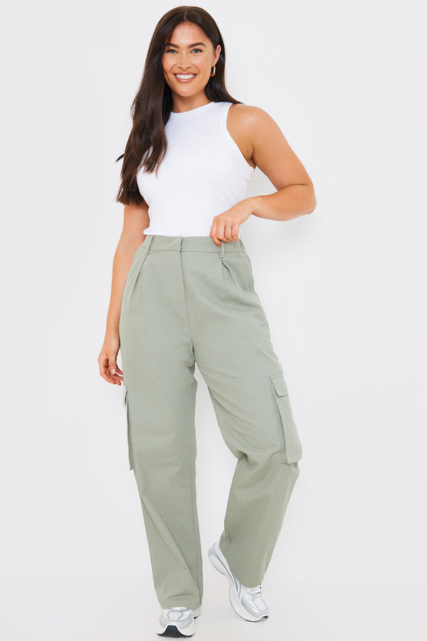 in the style In The Style Tailored Cargo Trousers Khaki