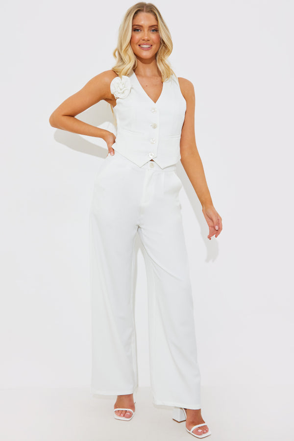 In The Style In The Style Tailored Detachable Corsage Co-Ord Waistcoat White