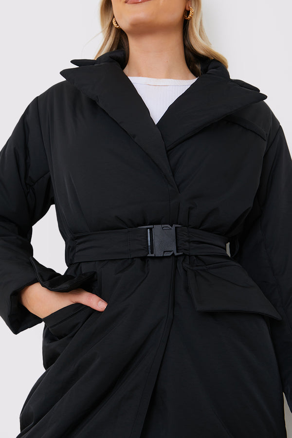 In The Style In The Style Tailored Longline Puffer Black