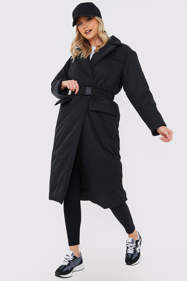 in the style In the Style Tailored Longline Puffer Black