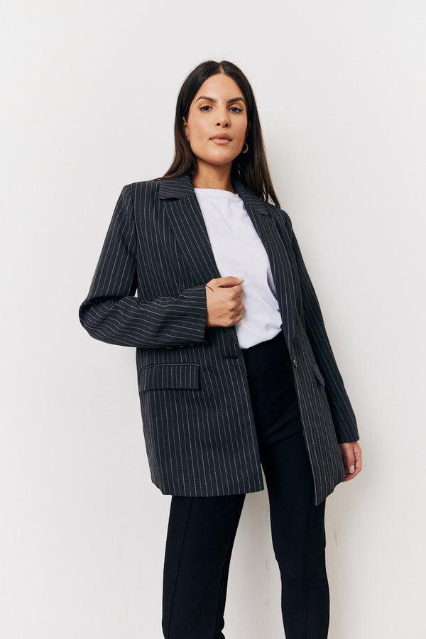 in the style In The Style Tailored Pinstripe Co-Ord Blazer Grey