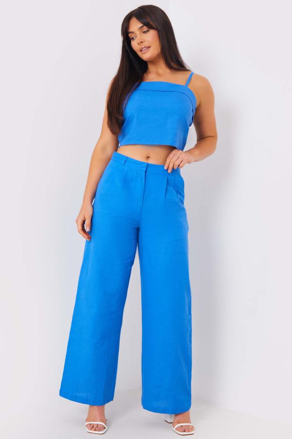 in the style In the Style Tailored Wide Leg Co-Ord Trouser Blue