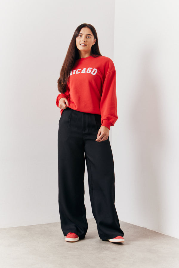 in the style In The Style Tailored Wide Leg Trouser Black