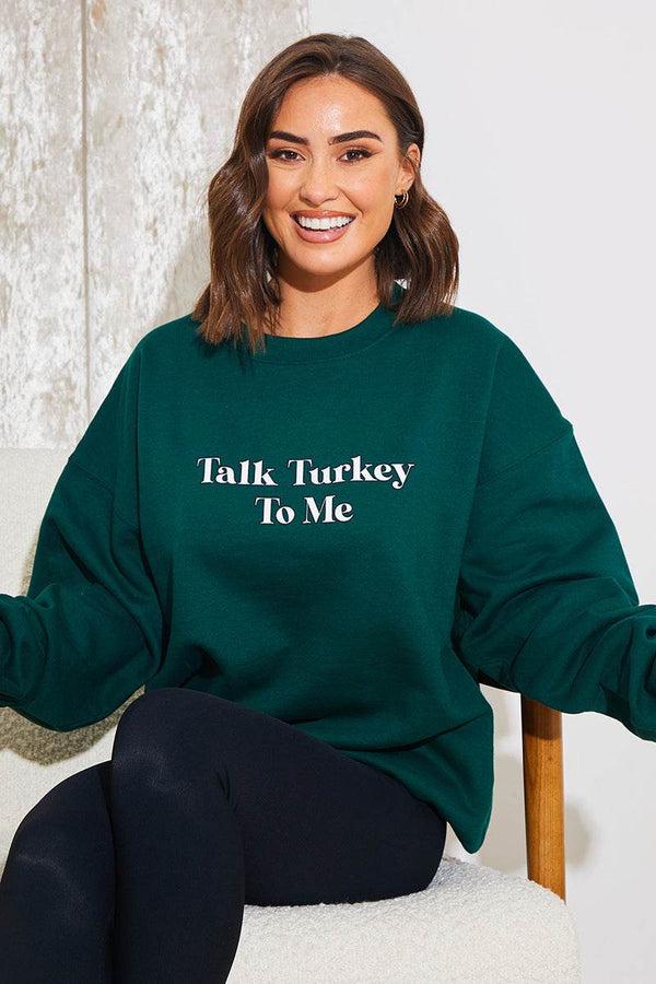 In The Style In The Style 'Talk Turkey To Me' Charity Christmas Sweater Green