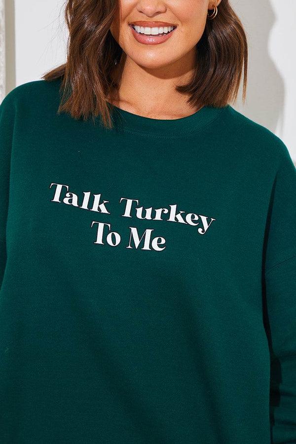 In The Style In The Style 'Talk Turkey To Me' Charity Christmas Sweater Green
