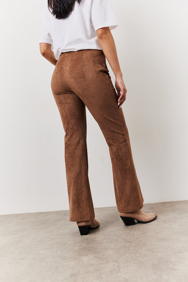 In The Style In The Style Tan Faux Suede Straight Leg Trouser Tan