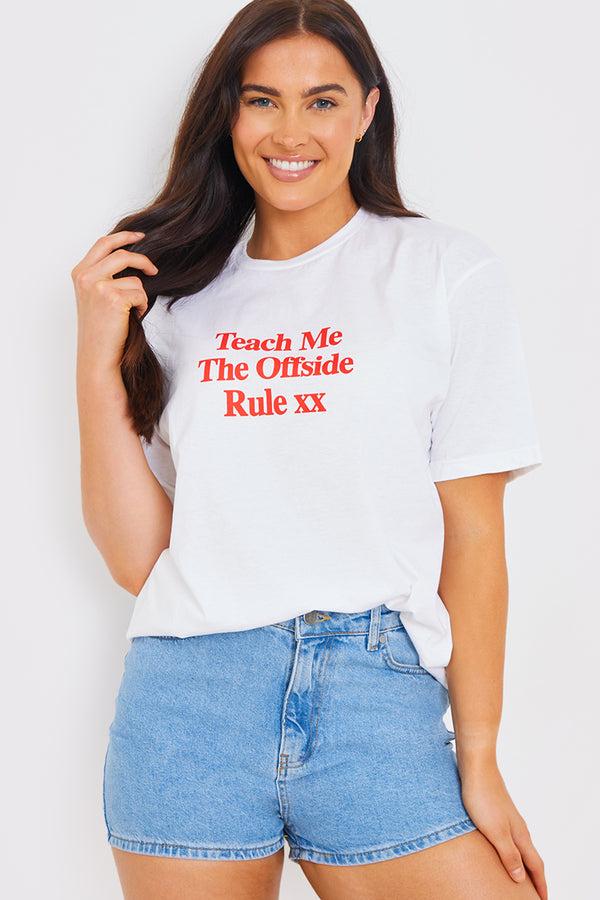 In The Style In The Style Teach Me The Offside Rule' Slogan Football T-Shirt White