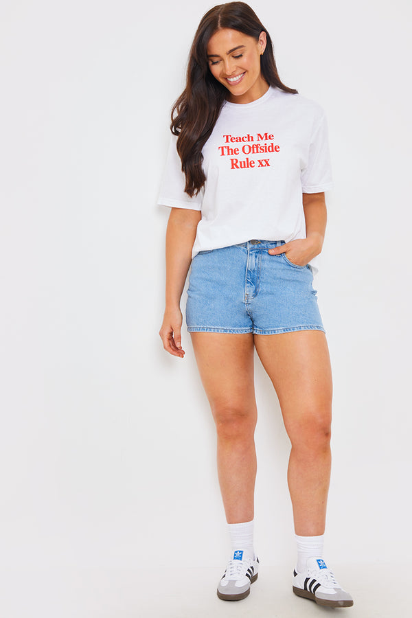 In The Style In The Style Teach Me The Offside Rule' Slogan Football T-Shirt White