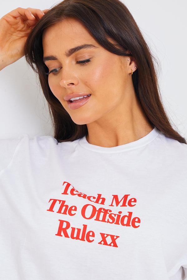In The Style In The Style Teach Me The Offside Rule' Slogan Football T-Shirt White