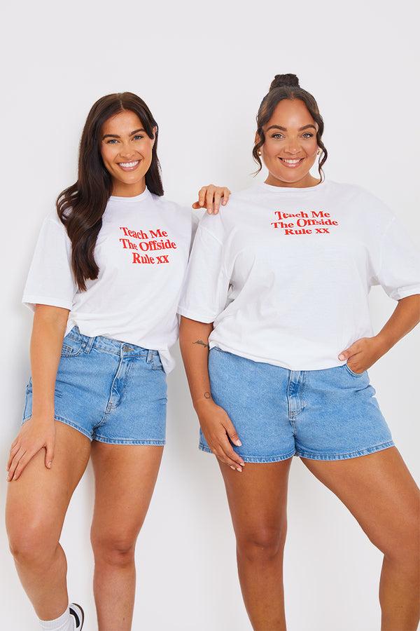 in the style In The Style Teach Me The Offside Rule' Slogan Football T-Shirt White