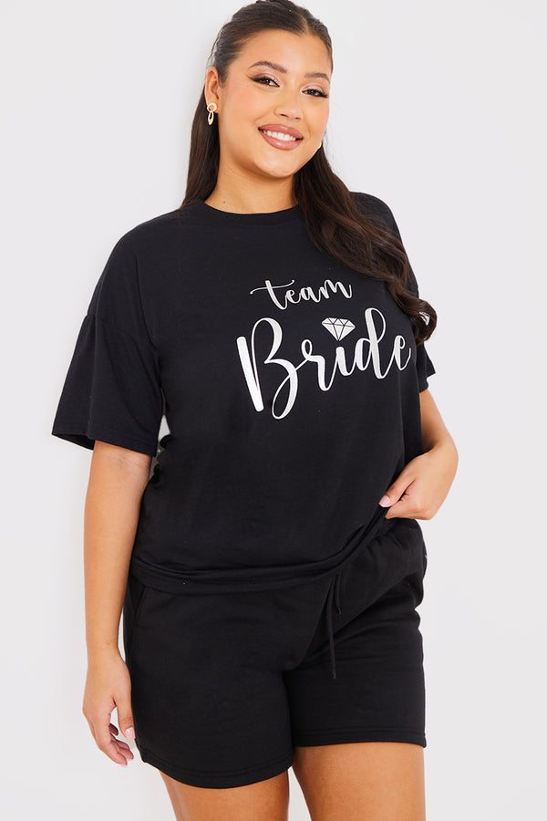 In The Style In The Style Team Bride Silver Foiled T-Shirt Black