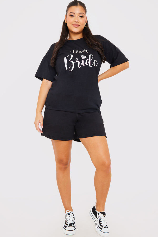 In The Style In The Style Team Bride Silver Foiled T-Shirt Black