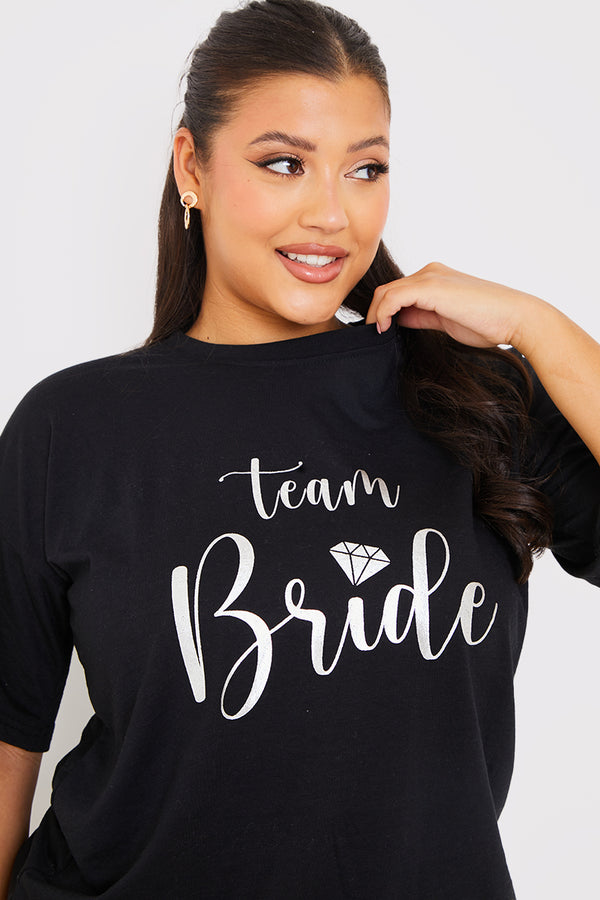 In The Style In The Style Team Bride Silver Foiled T-Shirt Black