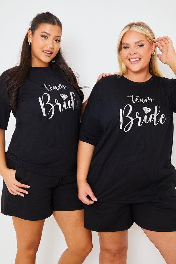 in the style In The Style Team Bride Silver Foiled T-Shirt Black