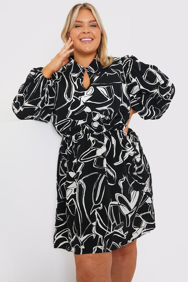 in the style In the Style Teardrop Collar Mini Dress with Belt Black