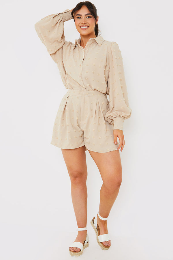 In The Style In The Style Textured Dobby Detail Co-Ord Shirt Stone