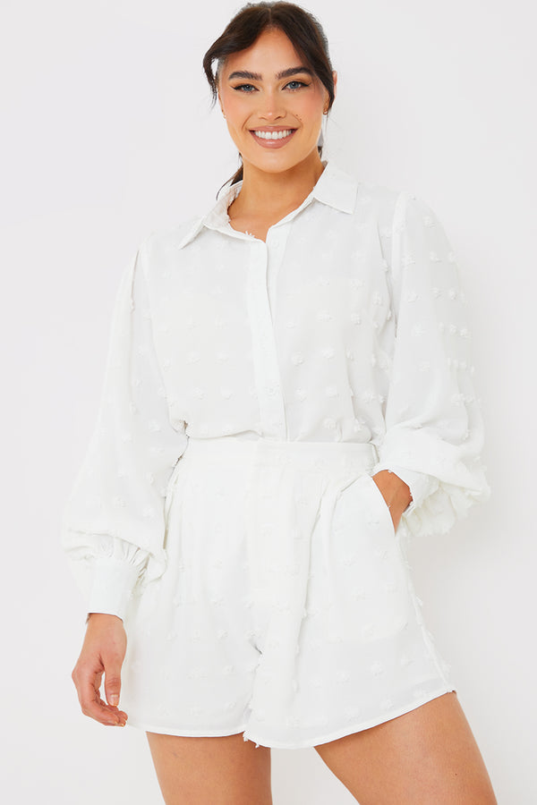 in the style In the Style Textured Dobby Detail Co-Ord Shirt White