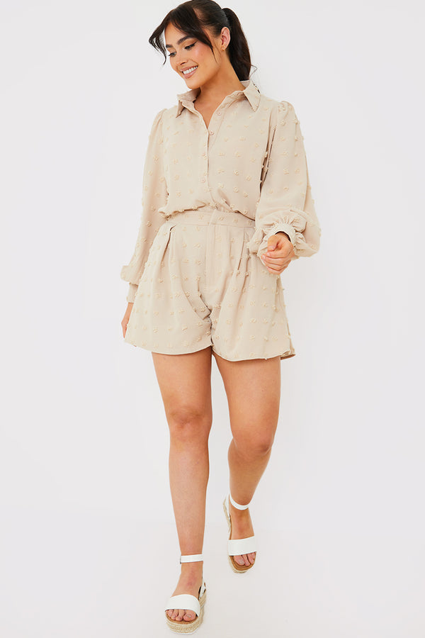 In The Style In The Style Textured Dobby Detail Co-Ord Shorts Stone