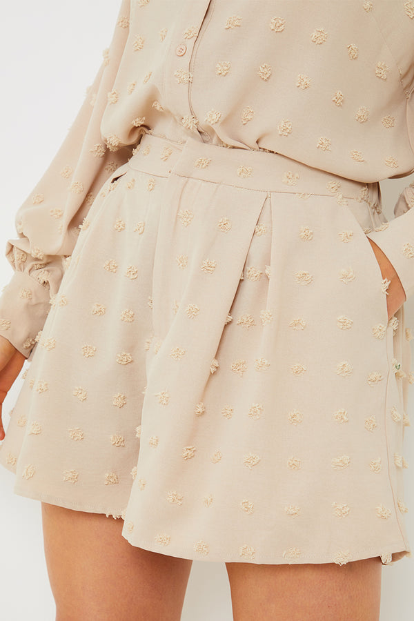 In The Style In The Style Textured Dobby Detail Co-Ord Shorts Stone