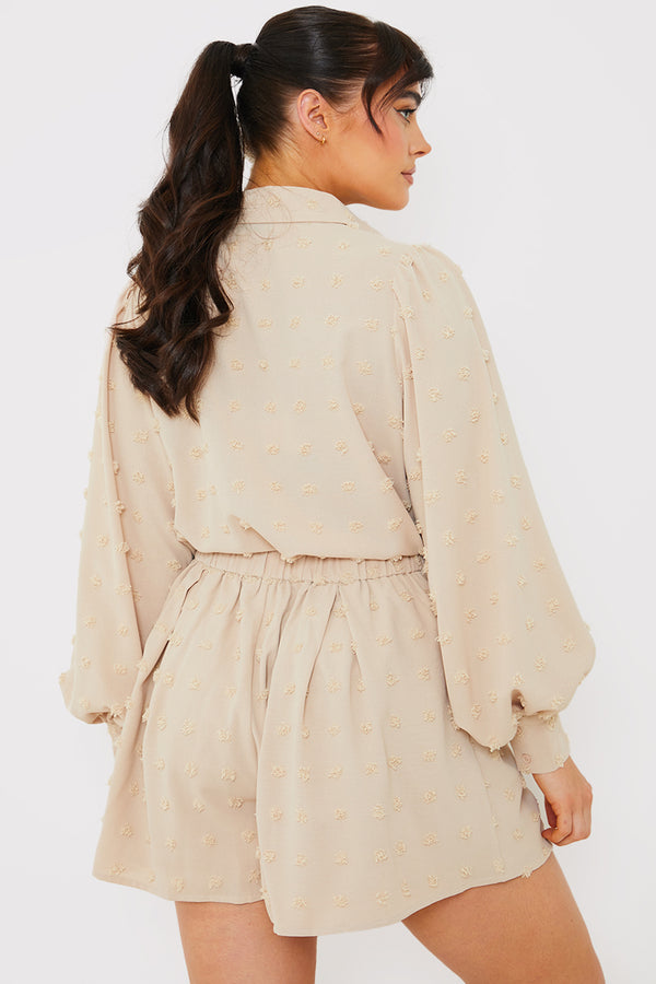 In The Style In The Style Textured Dobby Detail Co-Ord Shorts Stone