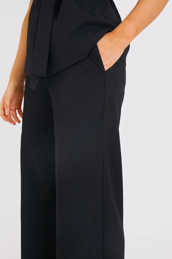 In The Style In The Style Textured Wide Leg Co-Ord Trousers Black