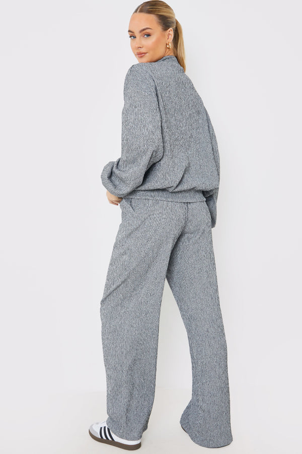 In The Style In The Style Textured Wide Leg Trousers Grey