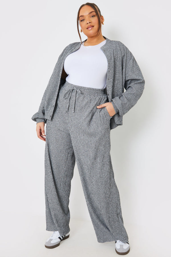 In The Style In The Style Textured Wide Leg Trousers Grey