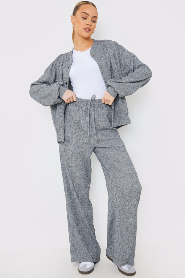 in the style In the Style Textured Wide Leg Trousers Grey