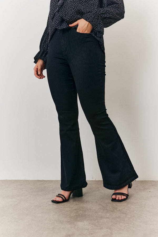 In The Style In The Style Thigh Shaper Kick Flare Jean Black
