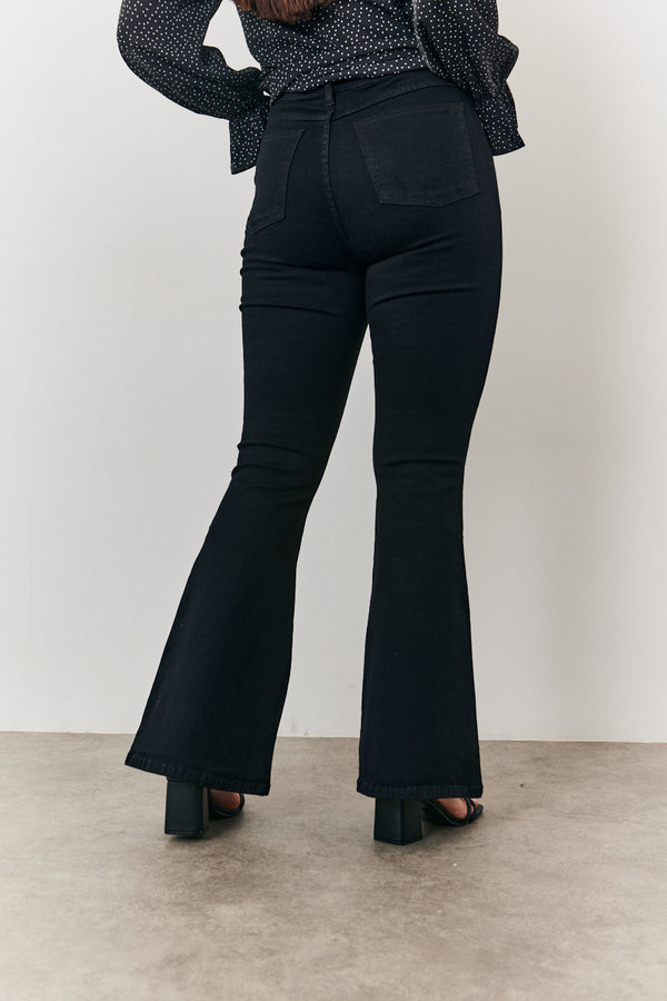 In The Style In The Style Thigh Shaper Kick Flare Jean Black