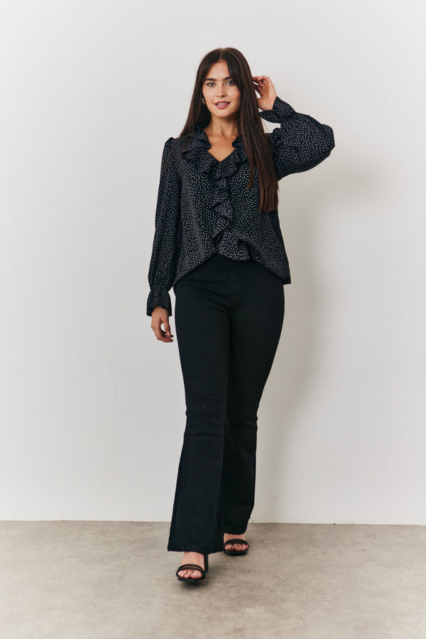 in the style In the Style Thigh Shaper Kick Flare Jean Black