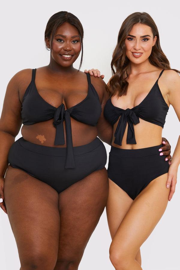 in the style In the Style Tie Front Bikini Top Black