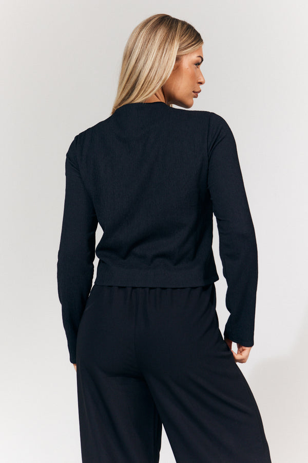 In The Style In The Style Tie Front Contrast Bow Top Black