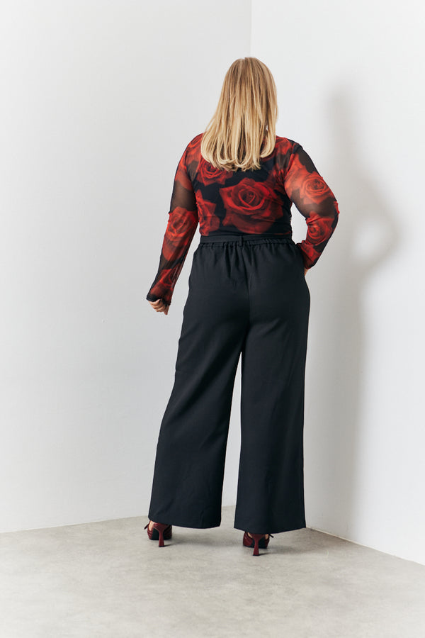 In The Style In The Style Tie Front Wide Leg Trouser Black