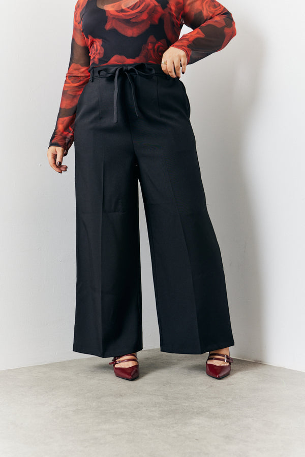 In The Style In The Style Tie Front Wide Leg Trouser Black