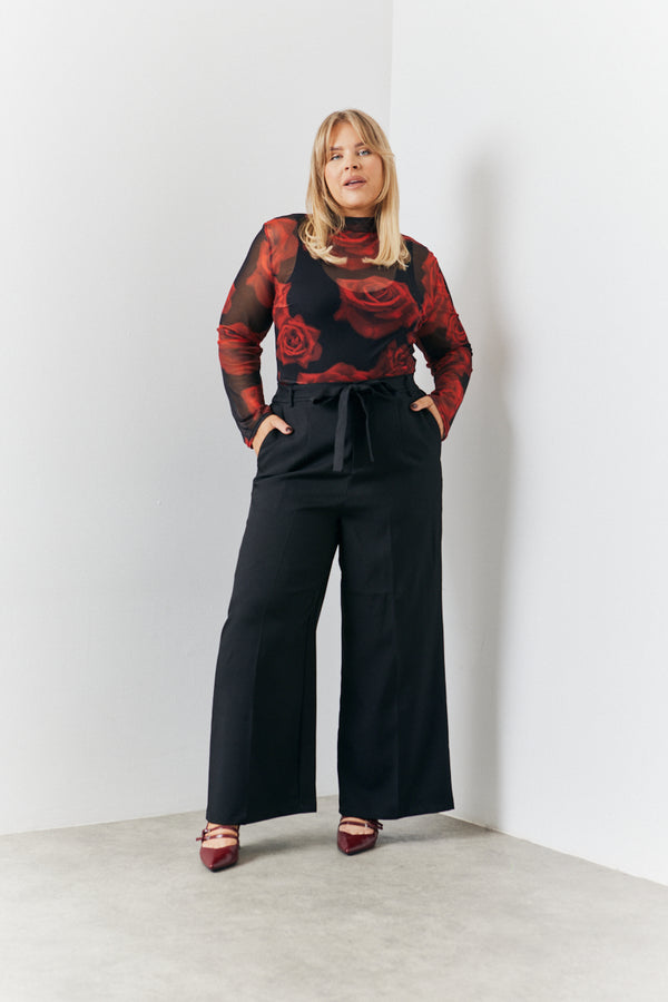 in the style In the Style Tie Front Wide Leg Trouser Black