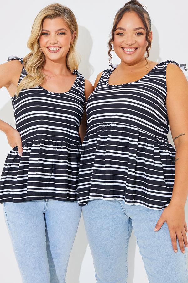 in the style In The Style Tie Shoulder Smock Top Black