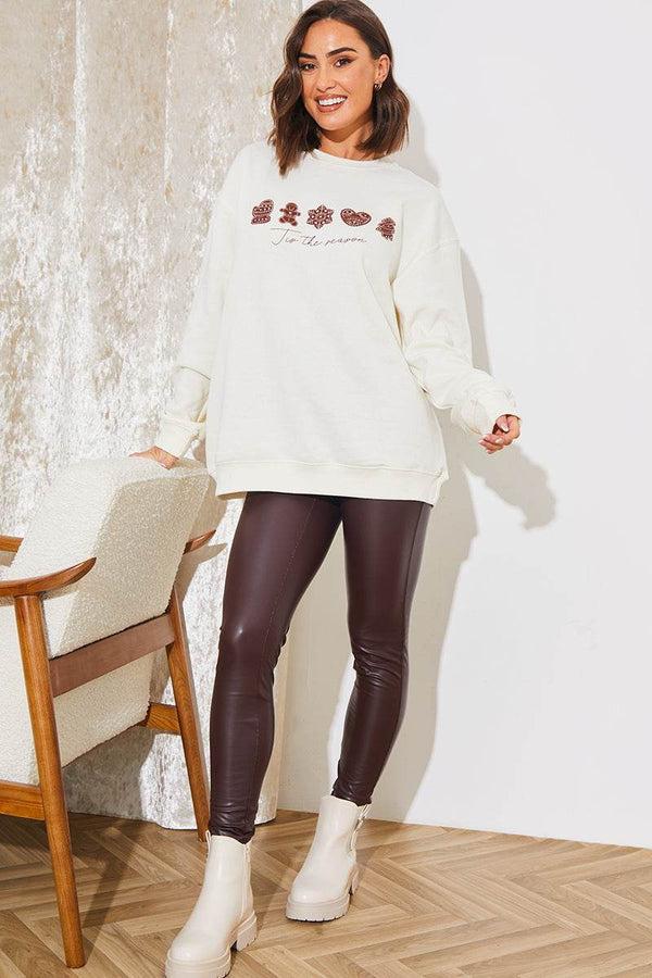 In The Style In The Style 'Tis The Season' Charity Christmas Sweater Cream