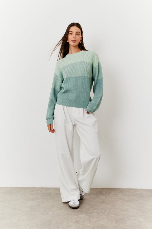 In The Style In The Style Tonal Crew Neck Knit Jumper Sage
