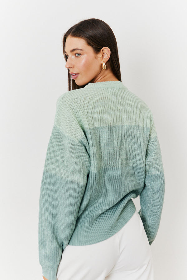 In The Style In The Style Tonal Crew Neck Knit Jumper Sage