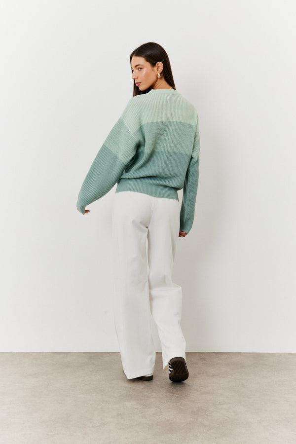 In The Style In The Style Tonal Crew Neck Knit Jumper Sage