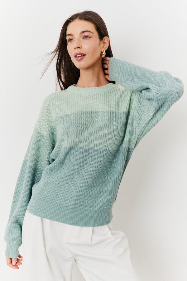 in the style In The Style Tonal Crew Neck Knit Jumper Sage